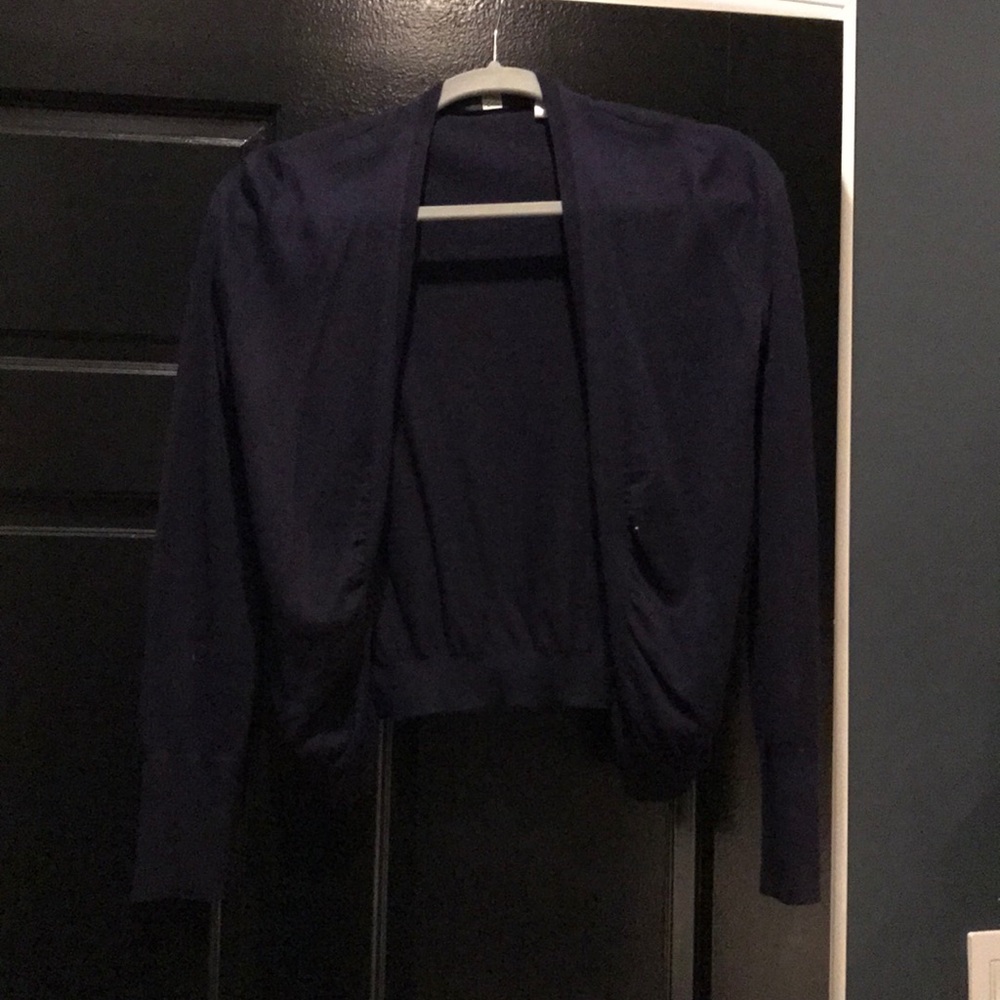 Navy blue silk cashmere cardigan from Saks. Size S